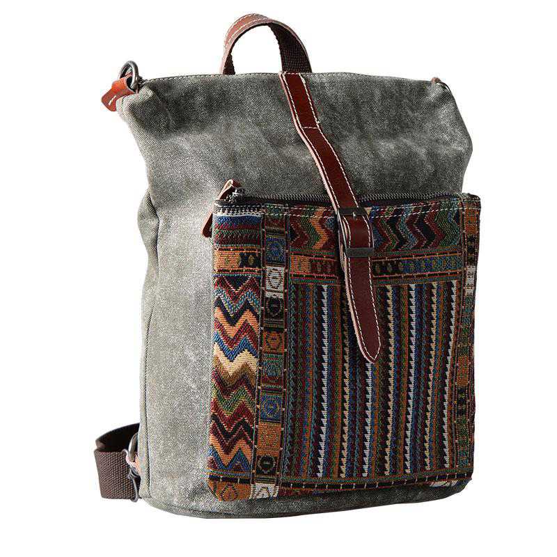 Vintage Canvas Leather Travel Backpack for Men - Durable School & Outdoor Bag