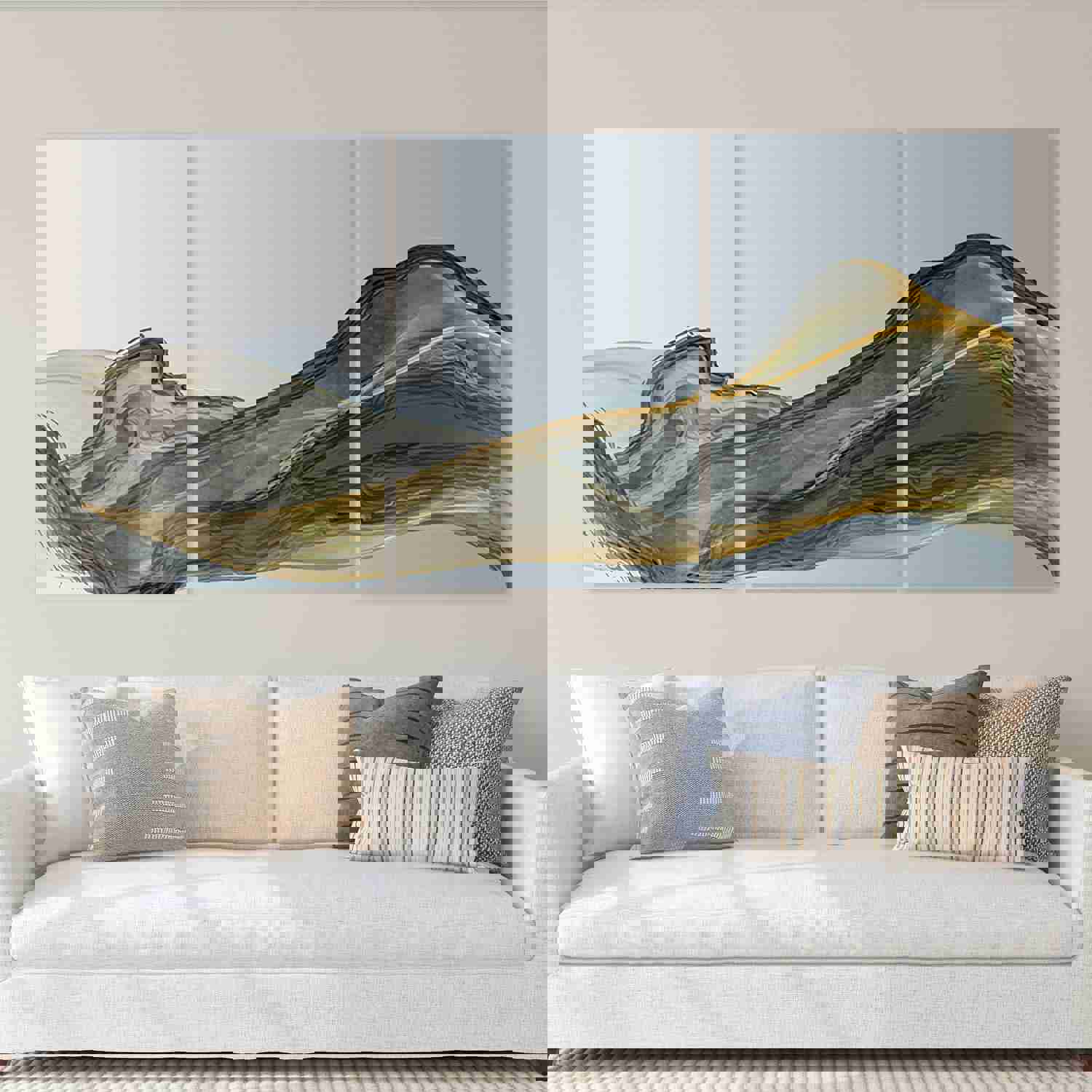 Extra Large Framed Canvas Painting - Modern Abstract Art Multi-Panel Wall Decor