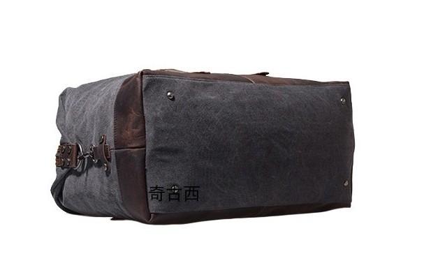 Men's Waxed Canvas Leather Weekender Travel Bag
