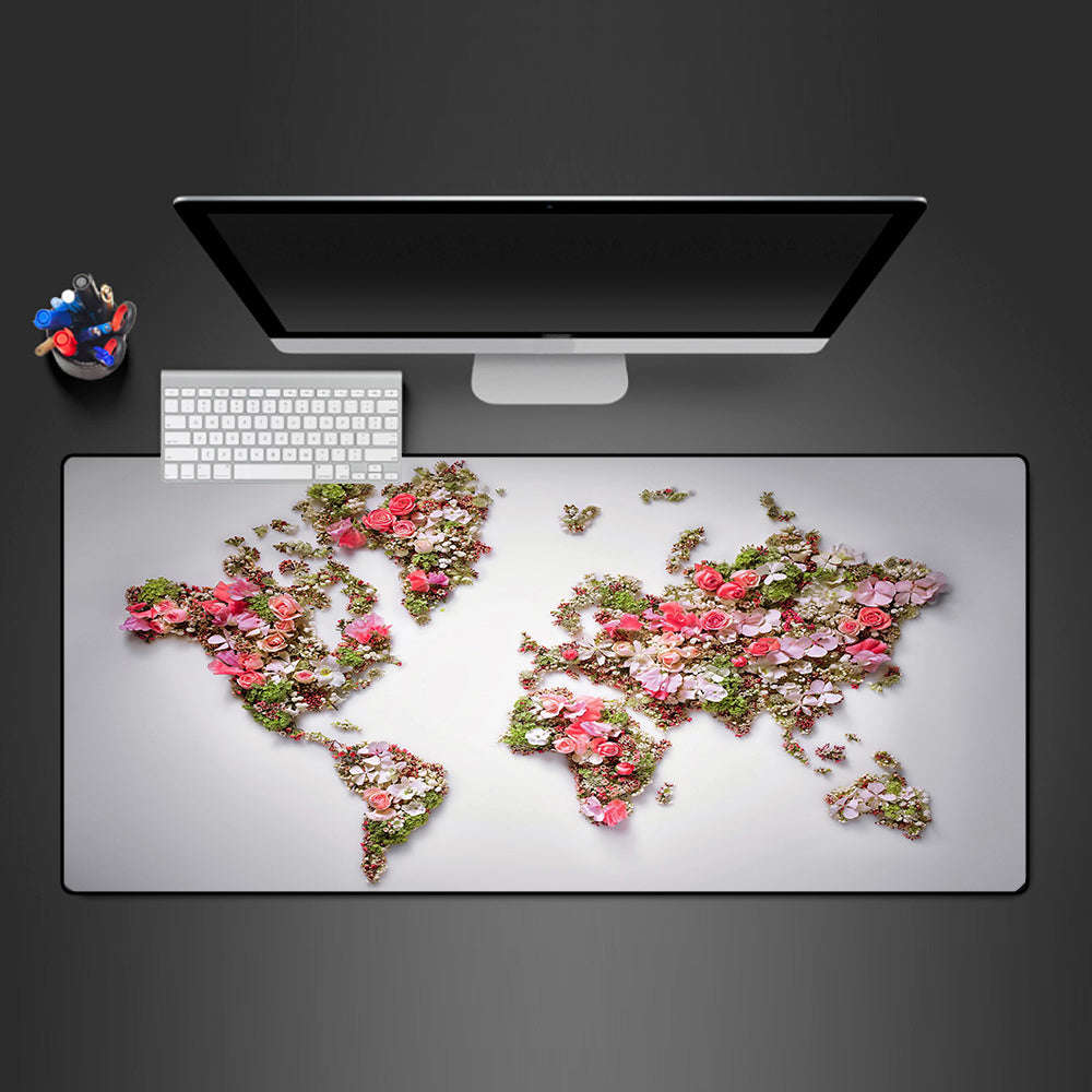 Flower World Map Design Gaming Mouse Pad for Computer Desk - M to XXL Size