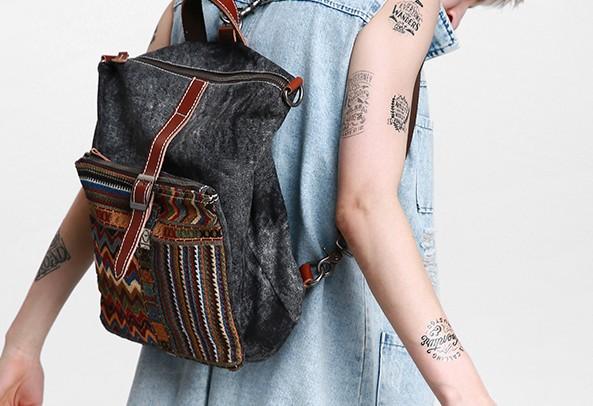 Vintage Canvas Leather Travel Backpack for Men - Durable School & Outdoor Bag