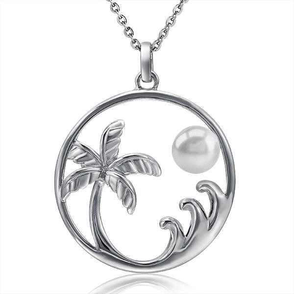 Pearl Island Pendant - 925 Sterling Silver with Island Lifestyle Motif