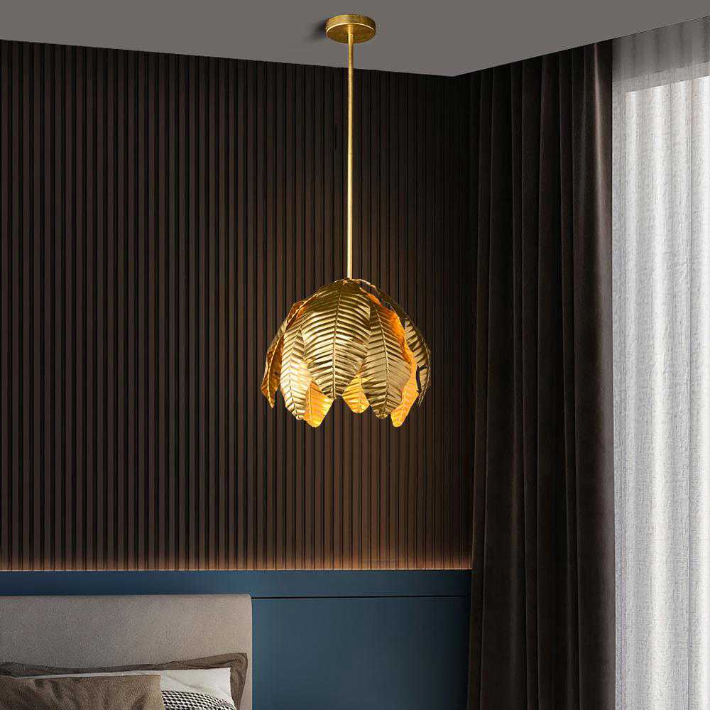 Glam Gold Leaf Chandelier Metal Leaves Pendant Light Lamp Fixture