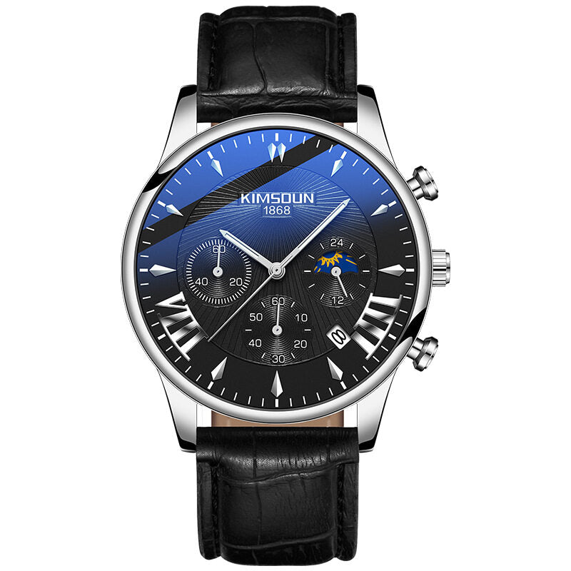 KIMSDUN New Moon Phase Star Men's Watch - Fashionable Multifunctional Quartz Watch K-1875B
