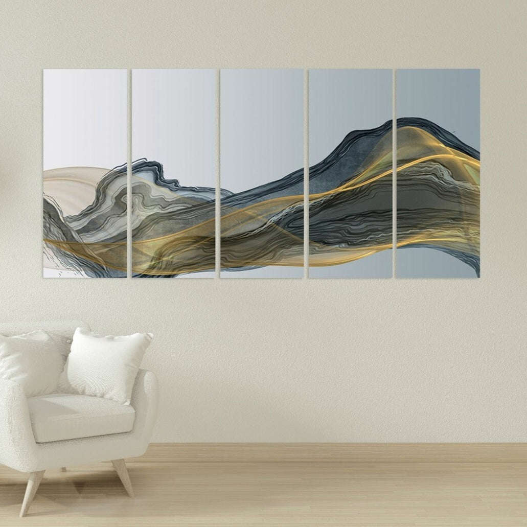 Extra Large Framed Canvas Painting - Modern Abstract Art Multi-Panel Wall Decor