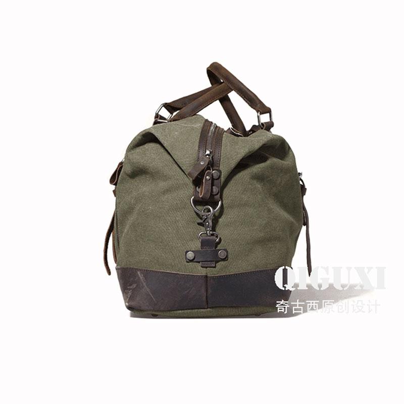 Men's Waxed Canvas Leather Weekender Travel Bag