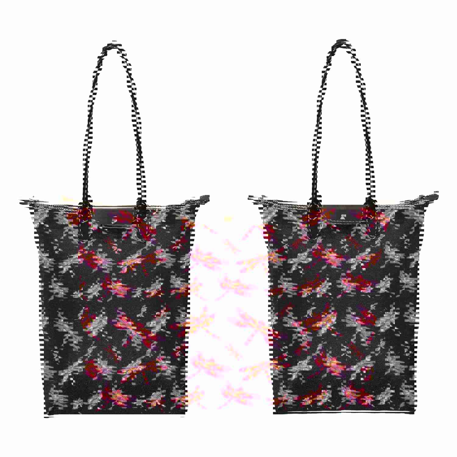 Gathering Noir Single-Shoulder Lady Handbag with Dragonfly Design