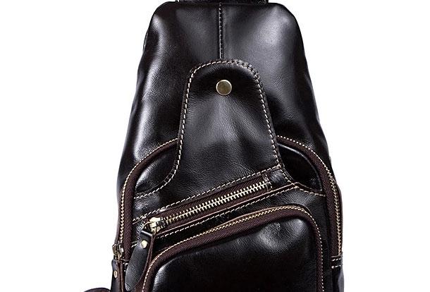 Genuine Leather Cool Chest Bag Sling Bag Crossbody Bag Travel Bag Hiking Bag For Men