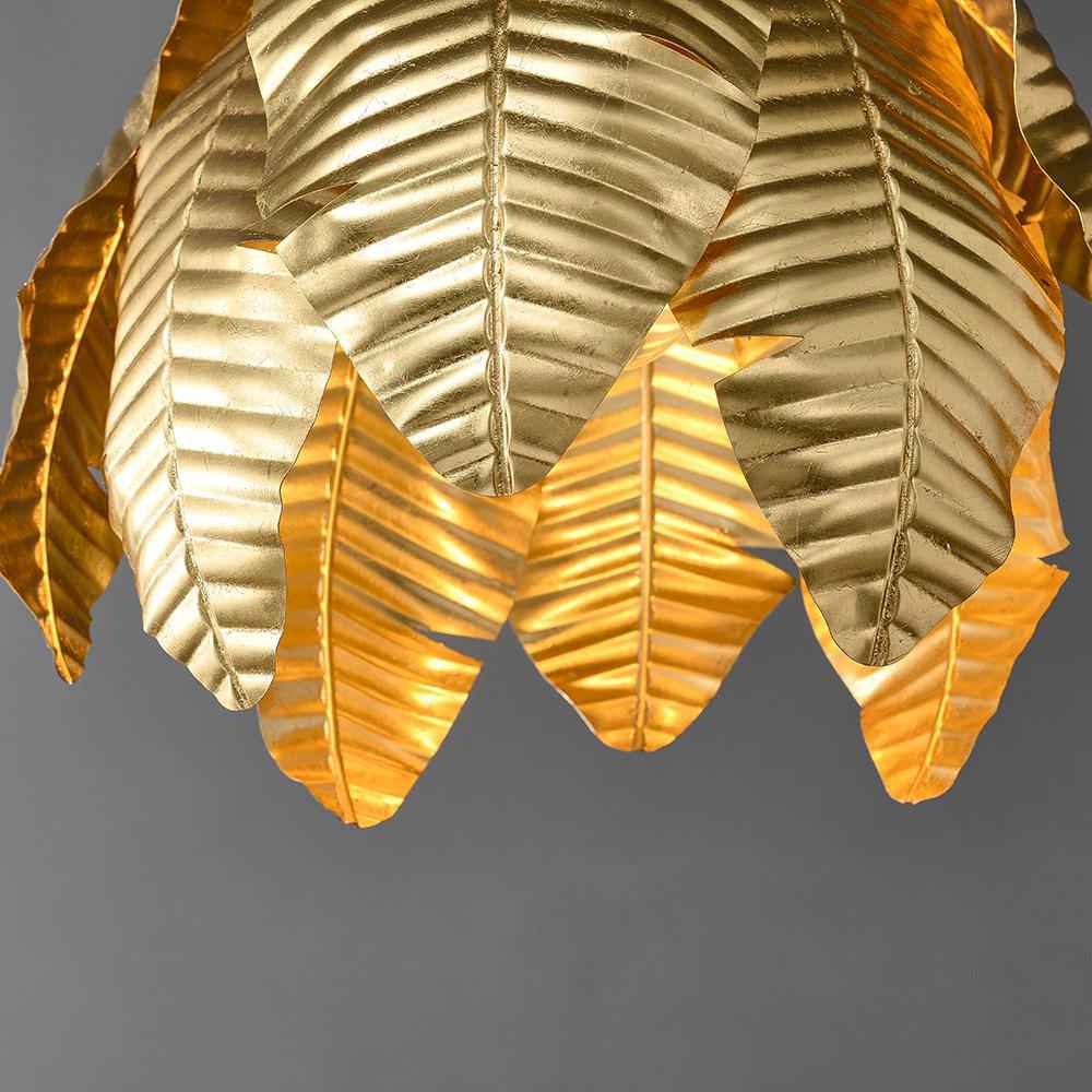 Glam Gold Leaf Chandelier Metal Leaves Pendant Light Lamp Fixture