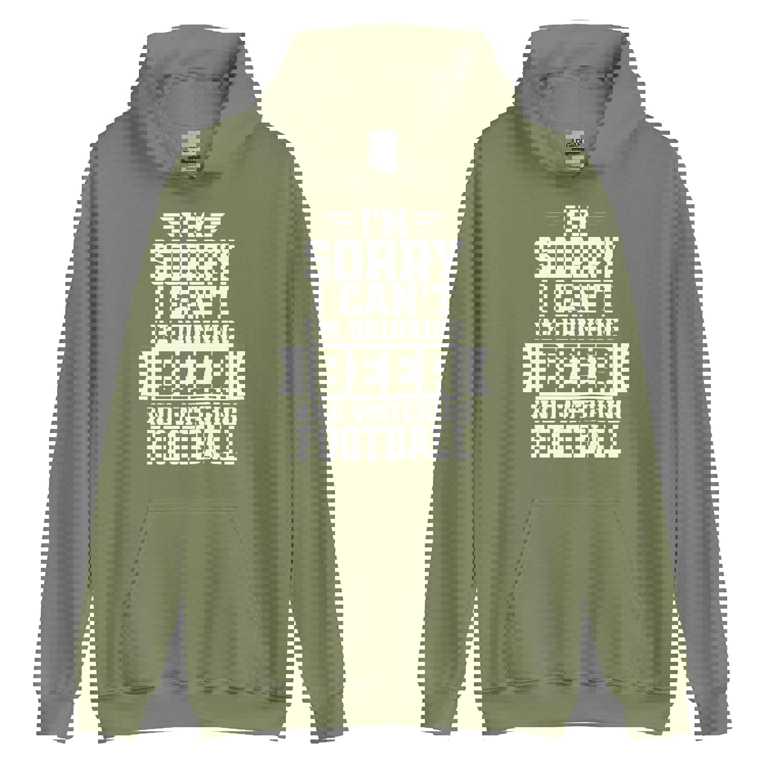 Sorry, I Can't - I'm Drinking Beer and Watching Football - White Ink - Unisex Hoodie