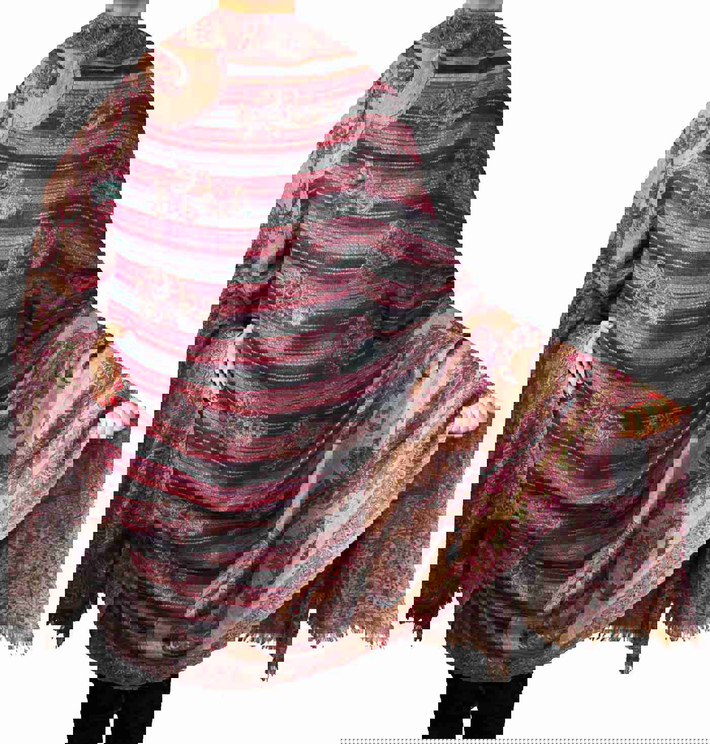 Paisley Wool Shawl Scarf for Women - Handwoven in Kashmir (82 x 42 inches)