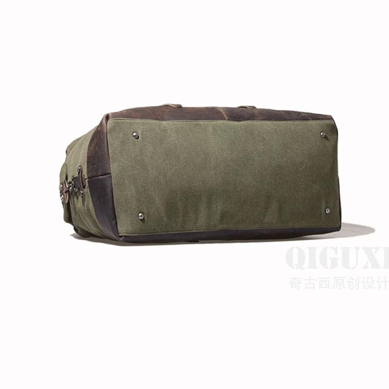 Men's Waxed Canvas Leather Weekender Travel Bag