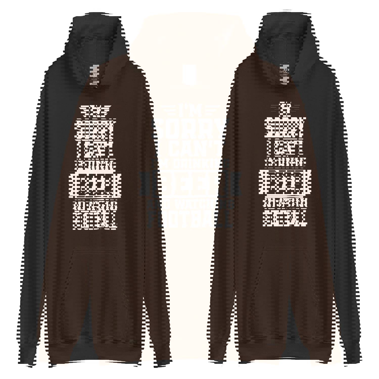 Sorry, I Can't - I'm Drinking Beer and Watching Football - White Ink - Unisex Hoodie