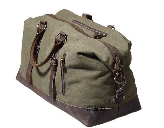 Men's Waxed Canvas Leather Weekender Travel Bag