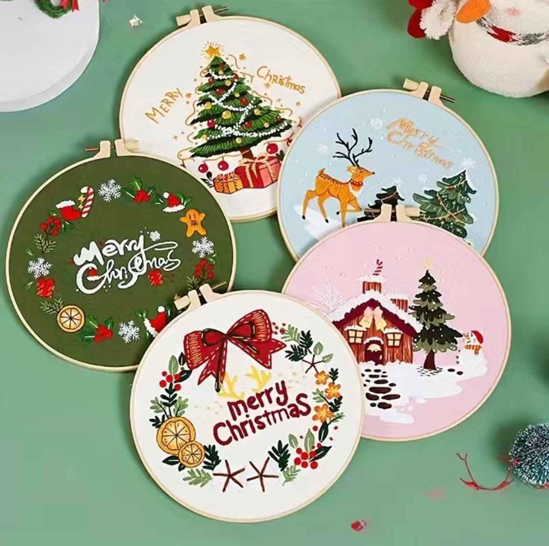 Christmas Embroidery Kit for Beginners - DIY Craft with Festive Designs