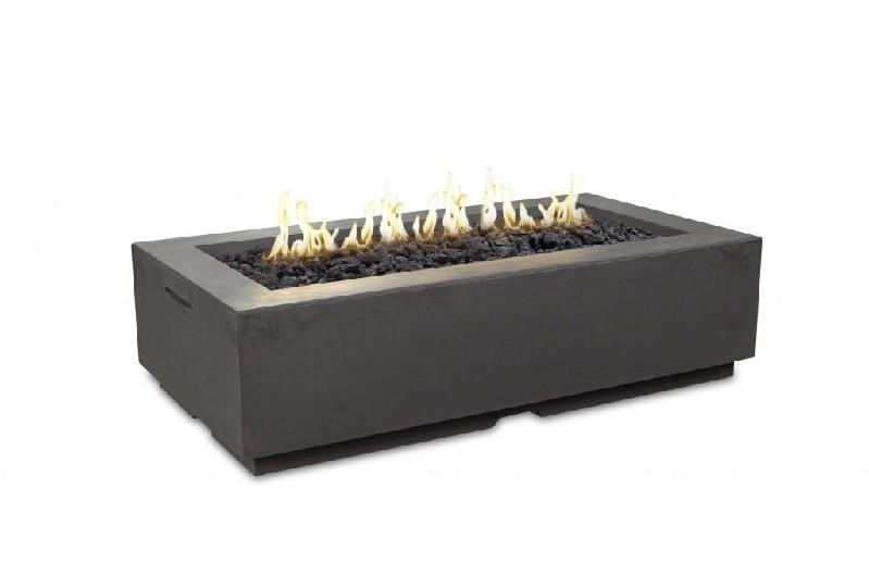 American Fyre Designs 56 Inch Louvre Rectangle Firepit with AWEIS Valve, Black Lava, Natural Gas