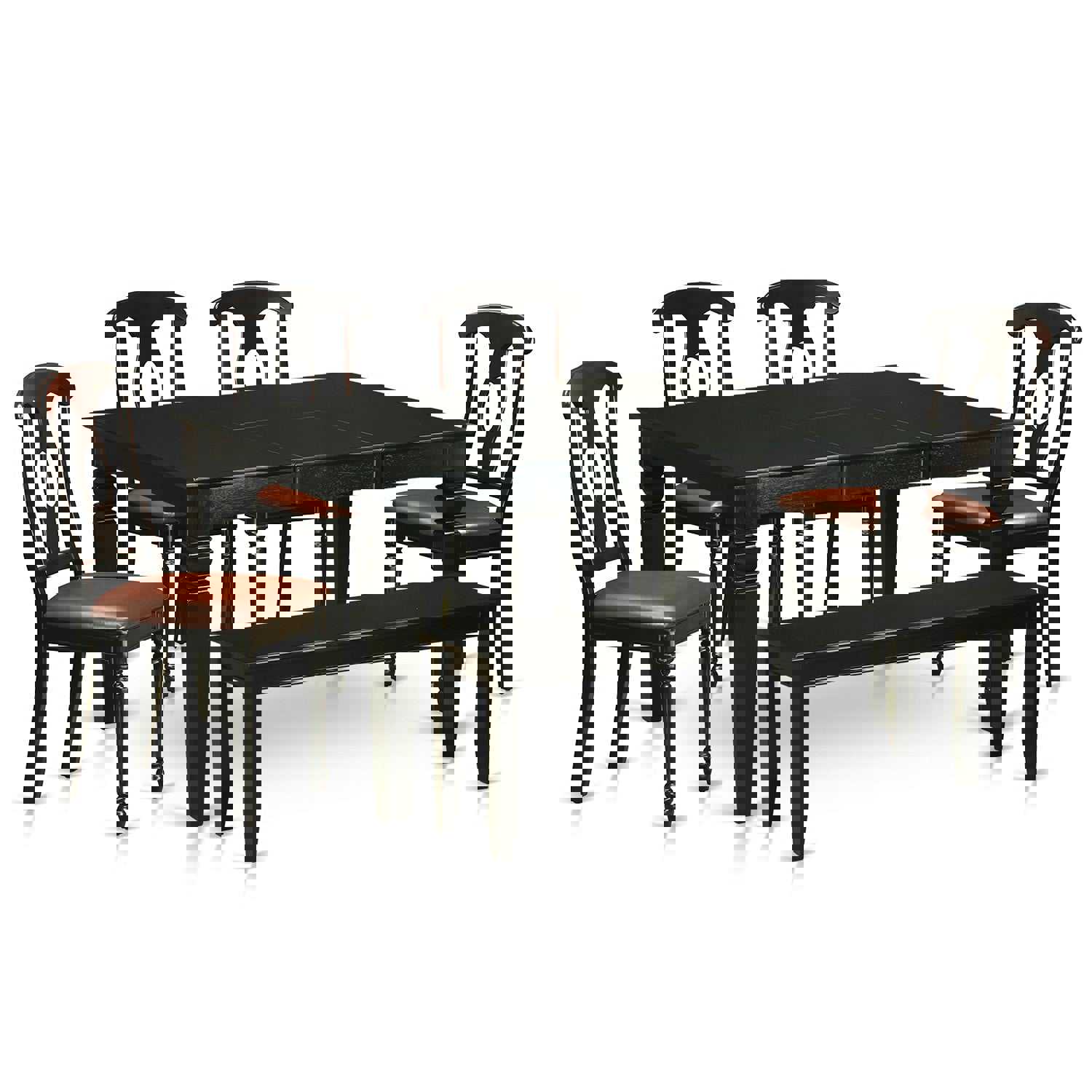 East West Furniture WEKE6D-BLK-LC 6 Piece Dining Table Set with Butterfly Leaf and 4 Faux Leather Upholstered Chairs