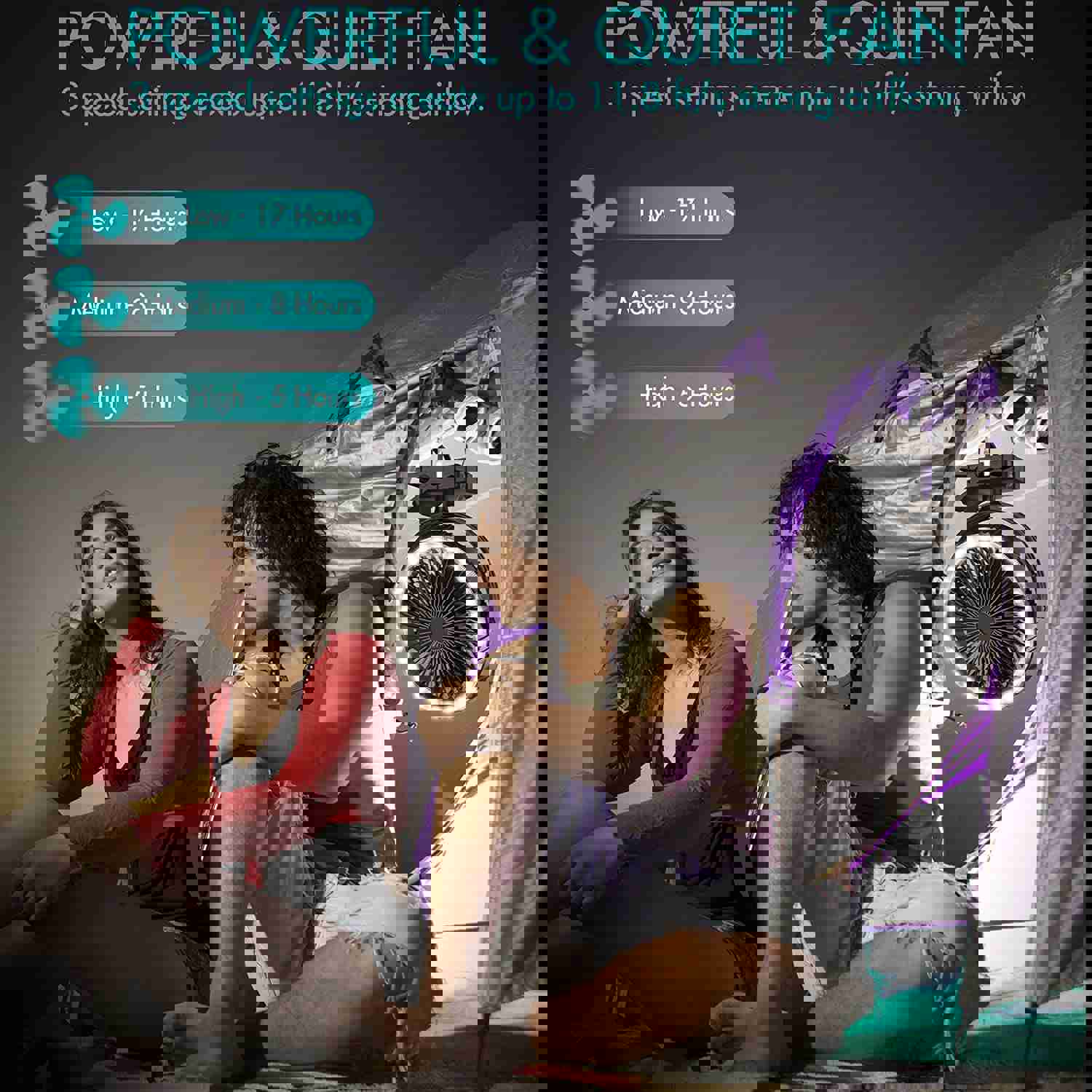 COMLIFE 8-INCH Portable Fan with LED Light, 10000mAh Rechargeable Battery, 3 Speeds, Clip On Fan for Home, Office, Camping