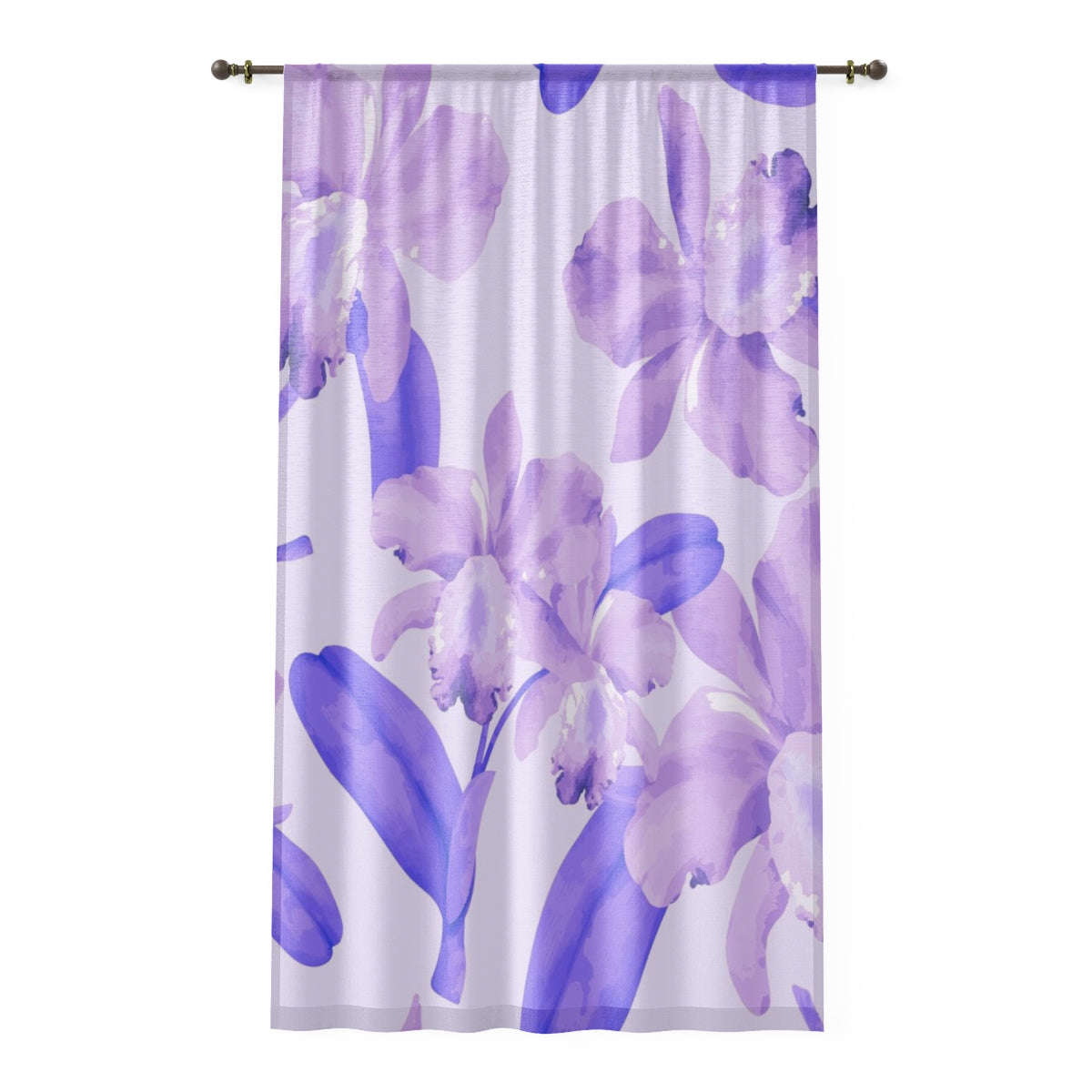 PURPLE DAFFODIL DRAWN ART - SHEER Window Curtain