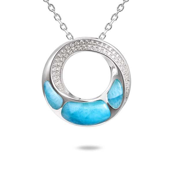Larimar Kanaloa Infinity Pendant - 925 Sterling Silver with Larimar & Topaz