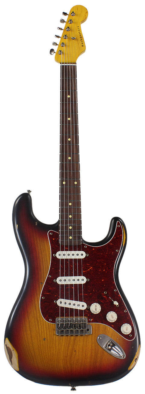 Nash S-63 Guitar, 3-Tone Sunburst, Medium Aging - Vintage Strat Model with Lollar Pickups