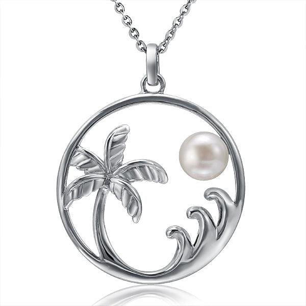 Pearl Island Pendant - 925 Sterling Silver with Island Lifestyle Motif