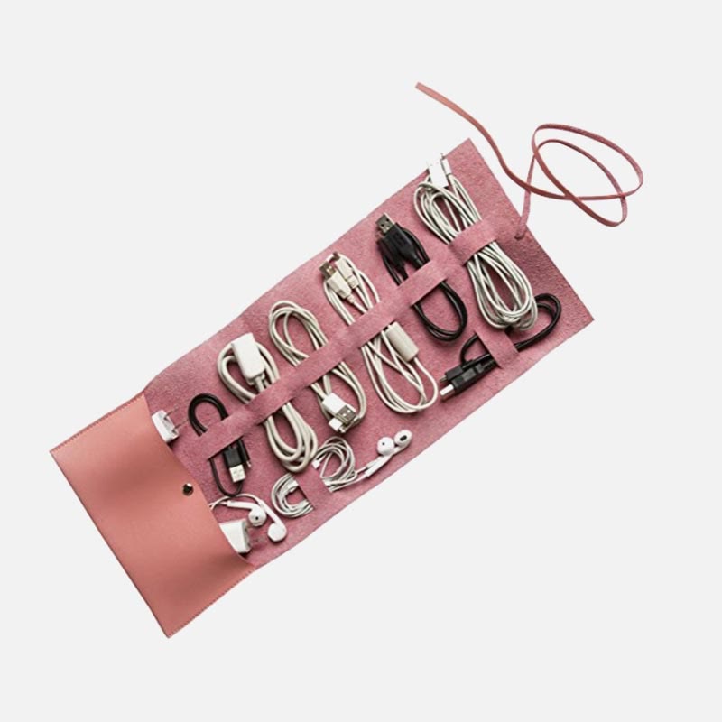 Multi-Functional Travel Cord Roll Storage Bag for Headphones and Data Cables