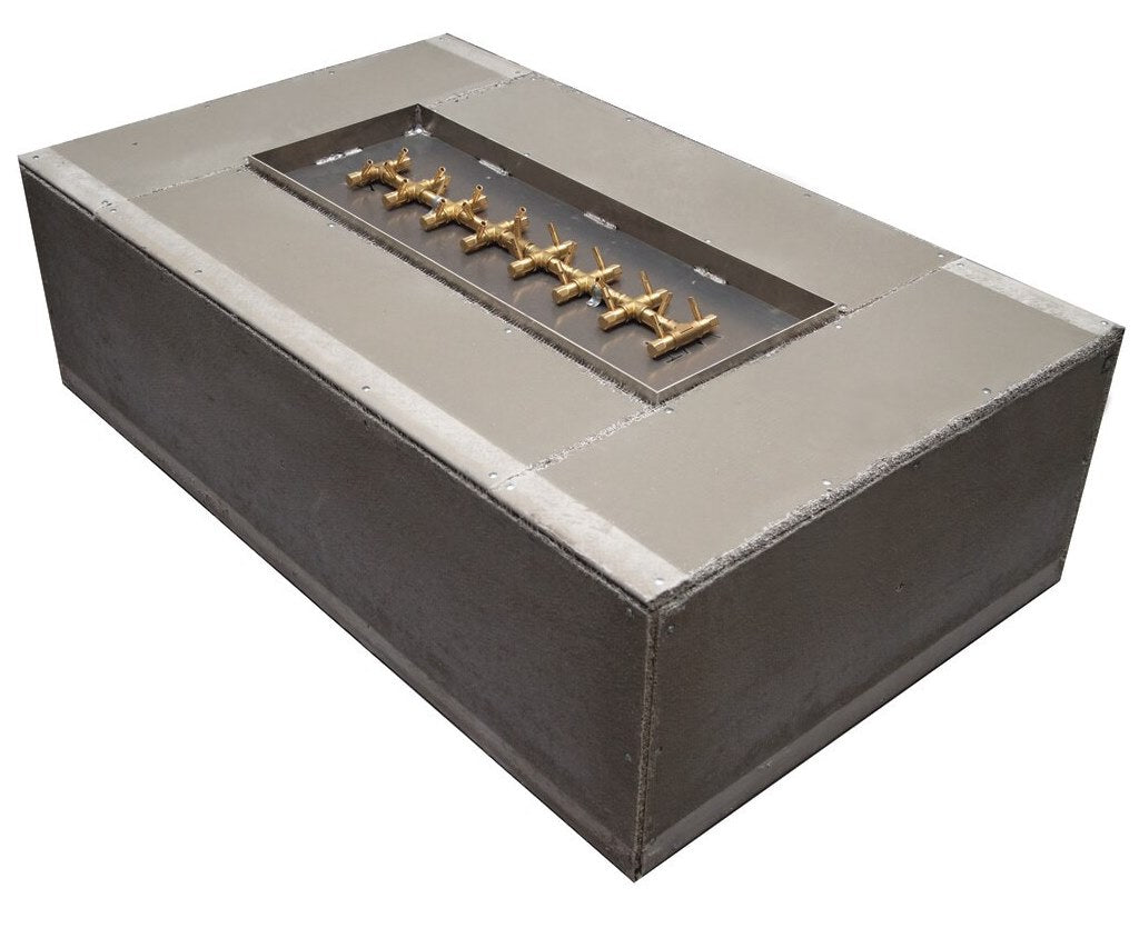 Warming Trends Rectangle Fire Pit - Ready to Finish Kit with Tree-Style Burner