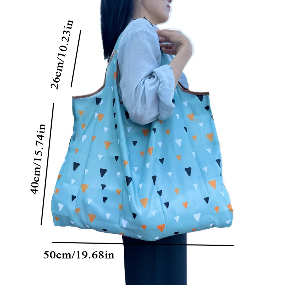 Reusable Eco Shopping Tote Bag with Floral Pattern - Large Capacity Waterproof Grocery Bag for Women