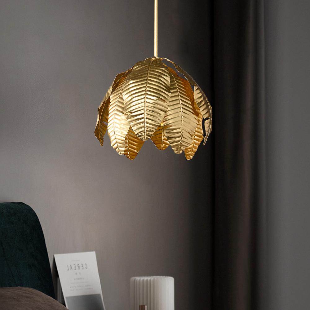 Glam Gold Leaf Chandelier Metal Leaves Pendant Light Lamp Fixture