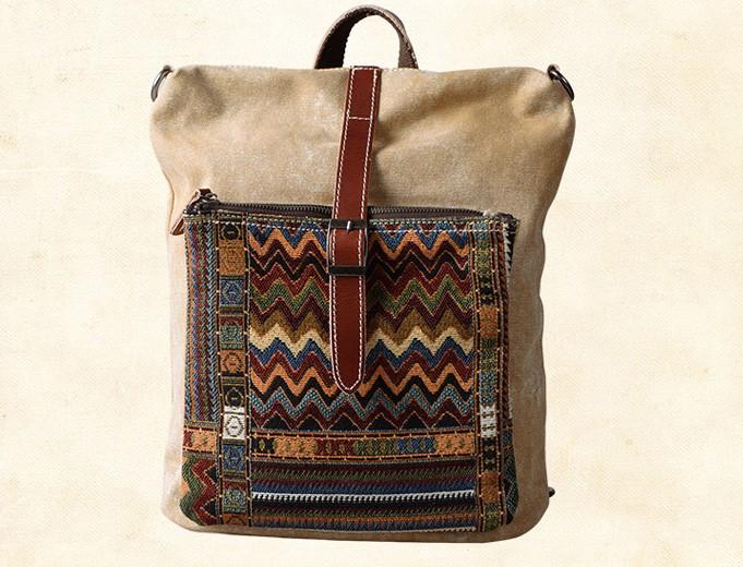 Vintage Canvas Leather Travel Backpack for Men - Durable School & Outdoor Bag