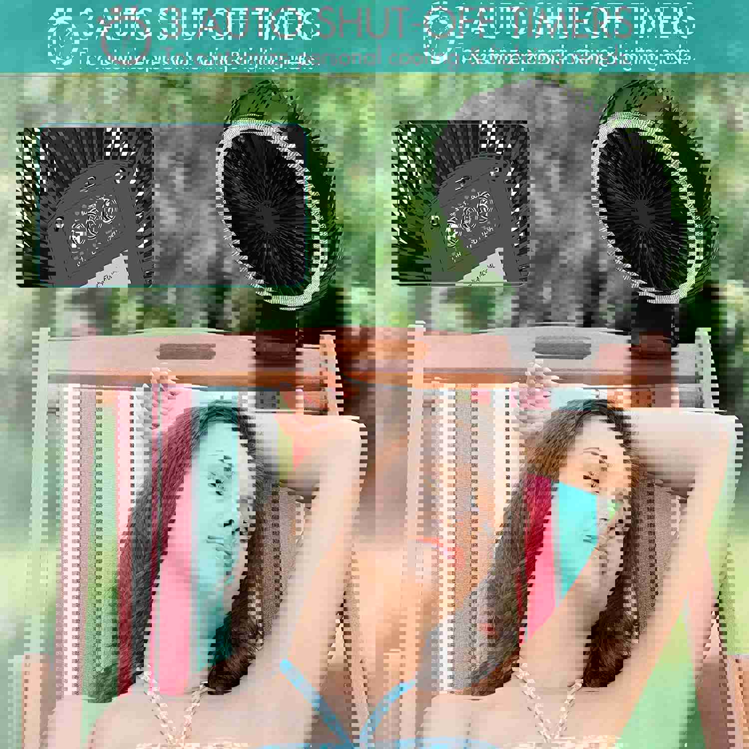 COMLIFE 8-INCH Portable Fan with LED Light, 10000mAh Rechargeable Battery, 3 Speeds, Clip On Fan for Home, Office, Camping