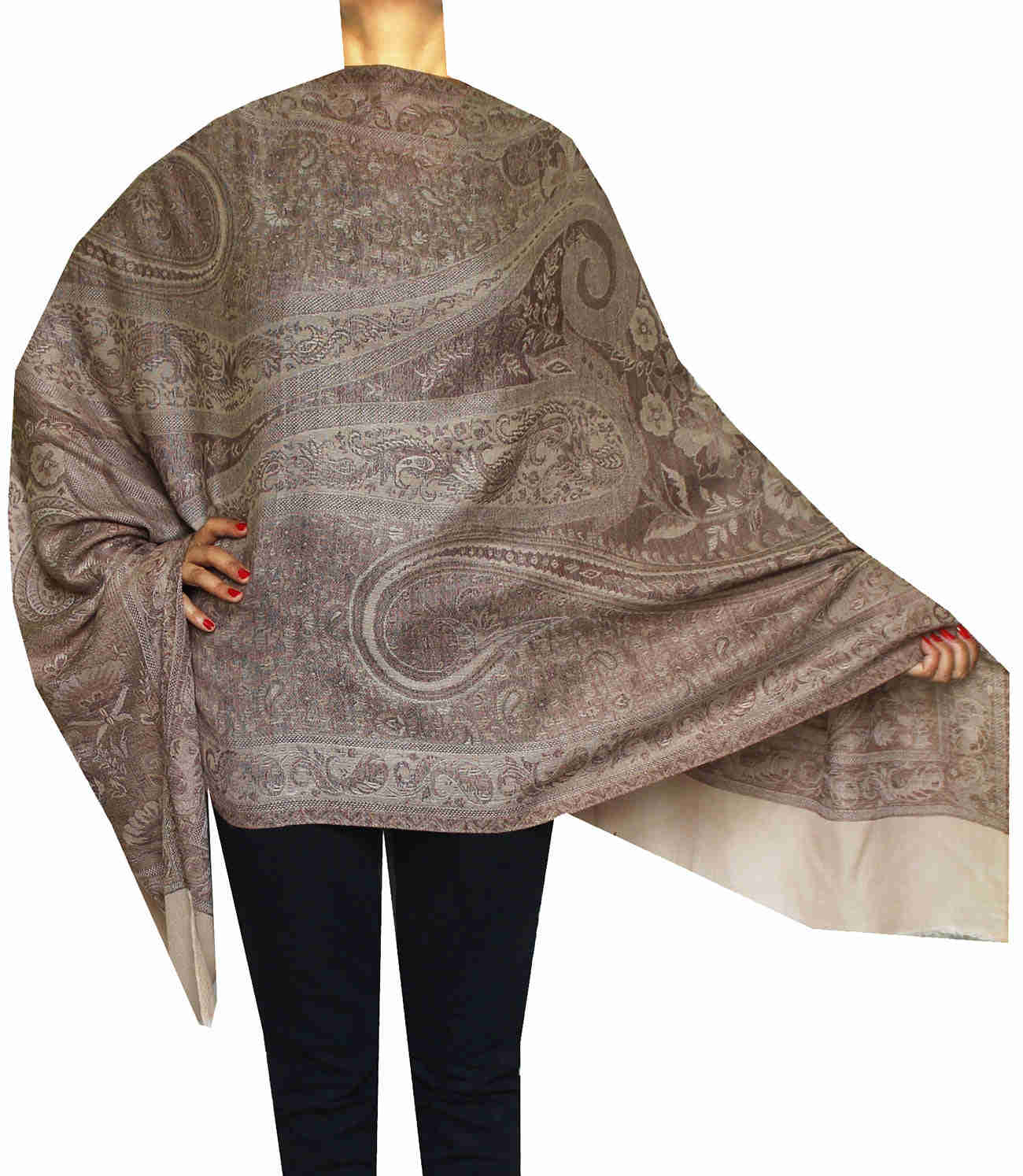 Kashmiri Handloom Paisley Wool Shawl Scarf for Women (80 x 28 inches)