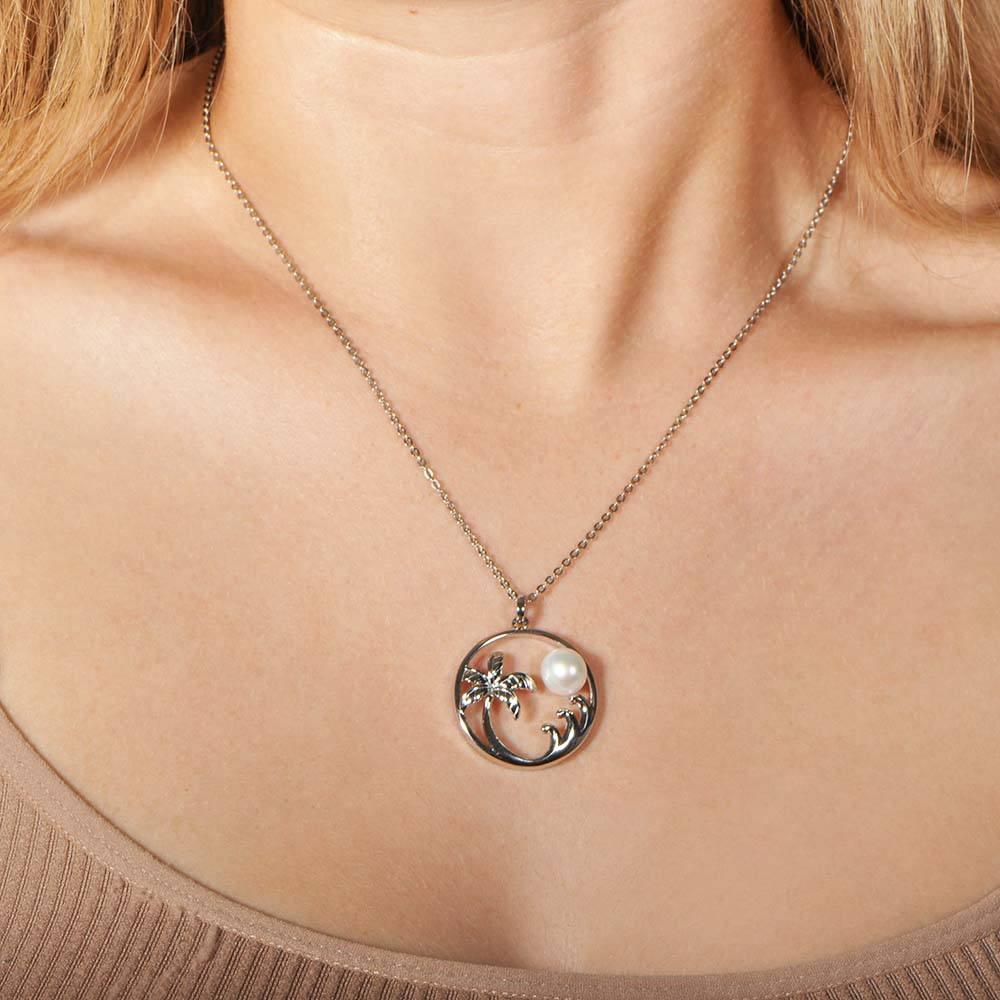 Pearl Island Pendant - 925 Sterling Silver with Island Lifestyle Motif