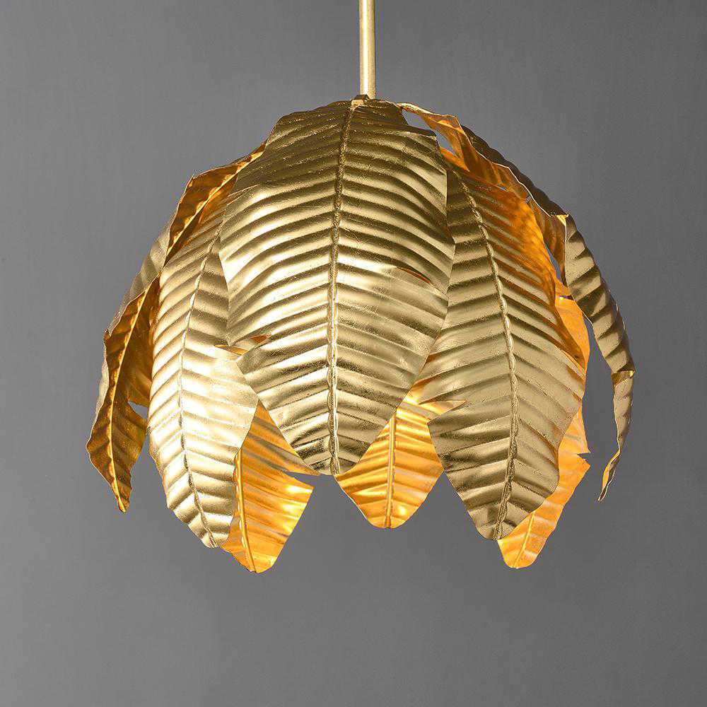Glam Gold Leaf Chandelier Metal Leaves Pendant Light Lamp Fixture