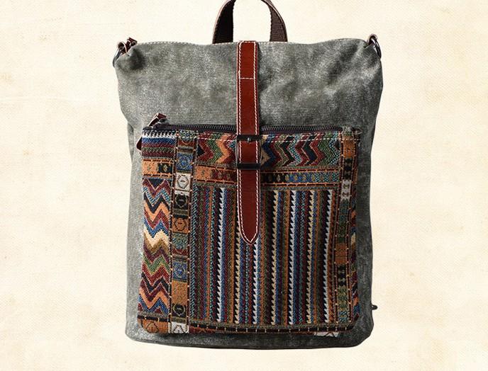 Vintage Canvas Leather Travel Backpack for Men - Durable School & Outdoor Bag