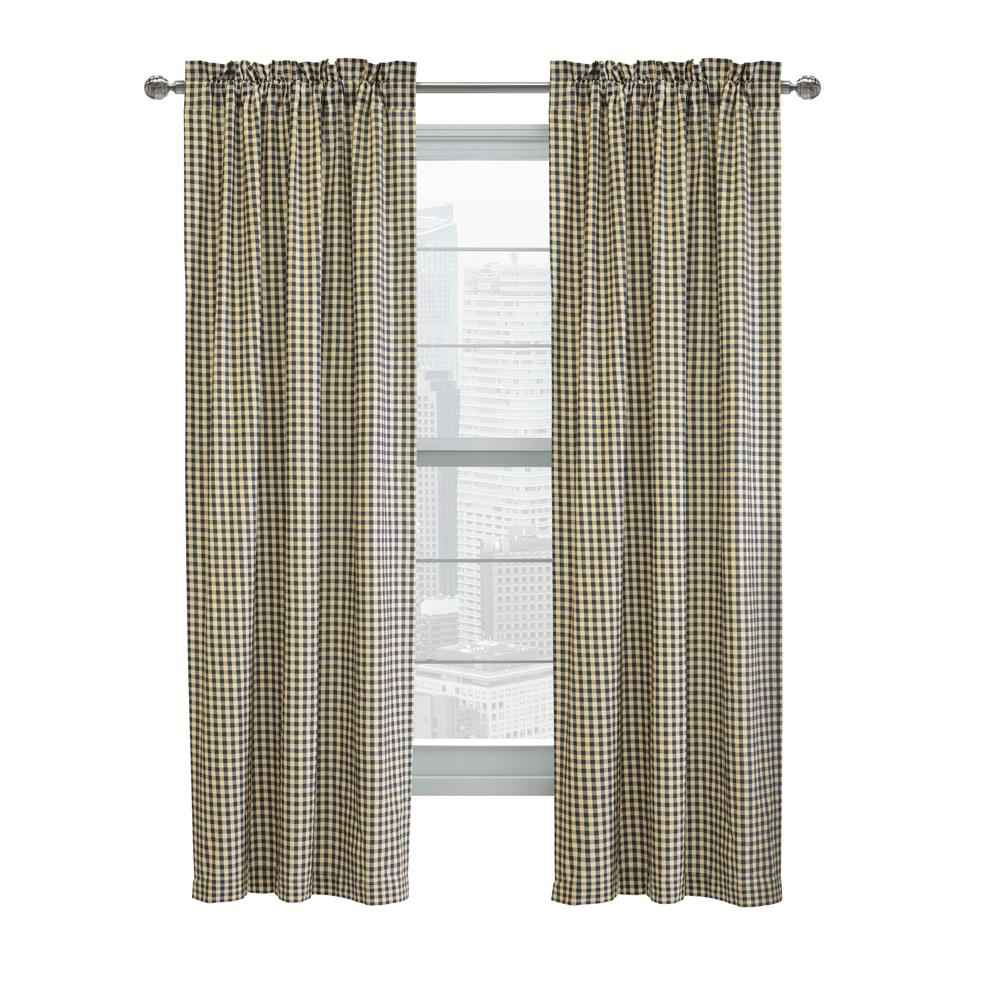 Thermalogic Checkmate Energy Efficient Room Darkening Mini Check Curtain Panel Pair - Navy