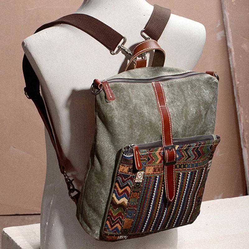 Vintage Canvas Leather Travel Backpack for Men - Durable School & Outdoor Bag