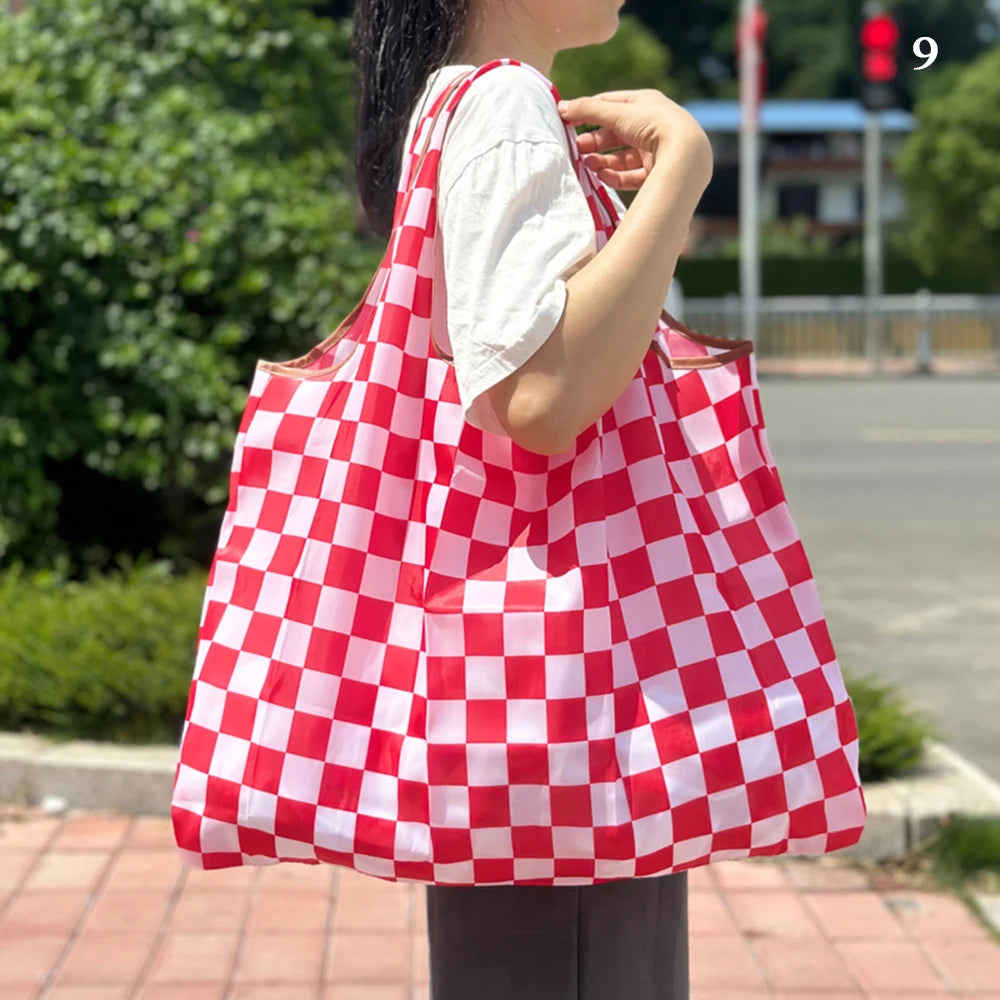 Reusable Eco Shopping Tote Bag with Floral Pattern - Large Capacity Waterproof Grocery Bag for Women