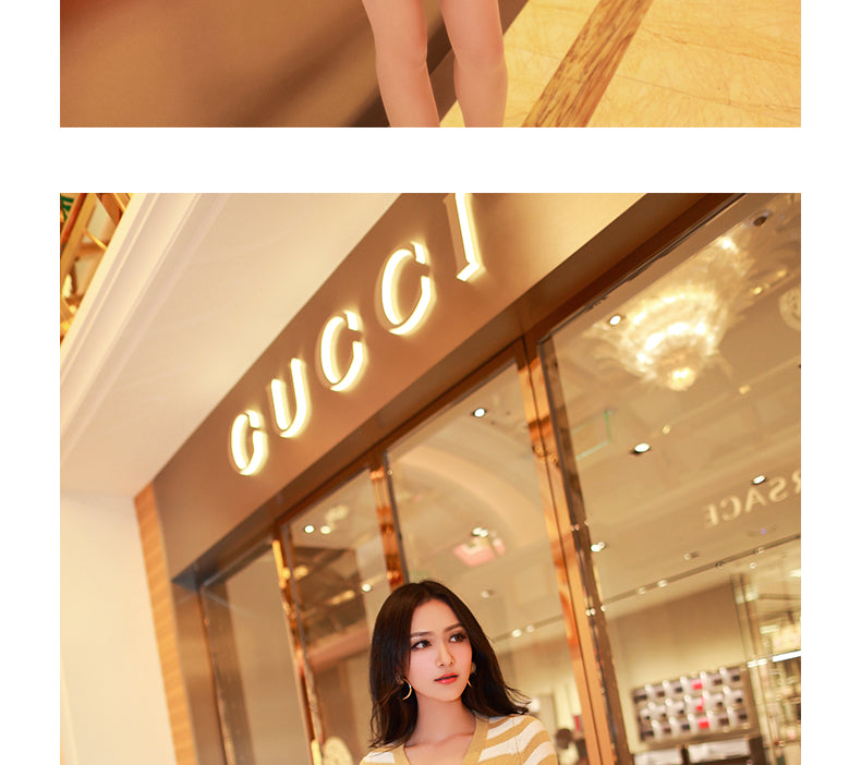 AOOKDRESS Autumn Winter Korean Slim Striped Sweater for Women