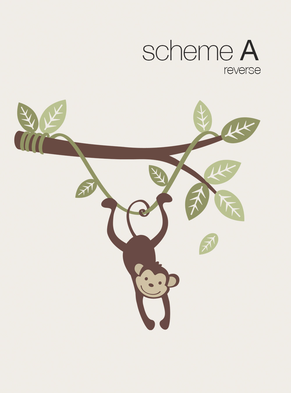 Monkey Wall Decal Hanging on a Branch Vine for Kids Room