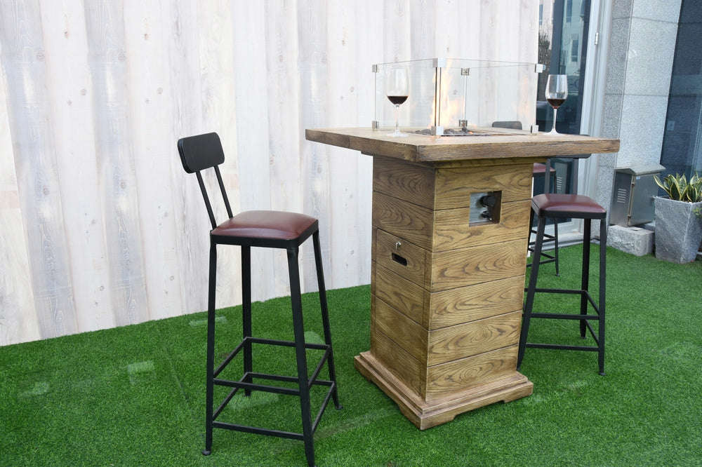 Rova Outdoor Reinforced Concrete Bar Height Firepit Table - 34 Inch - Liquid Propane