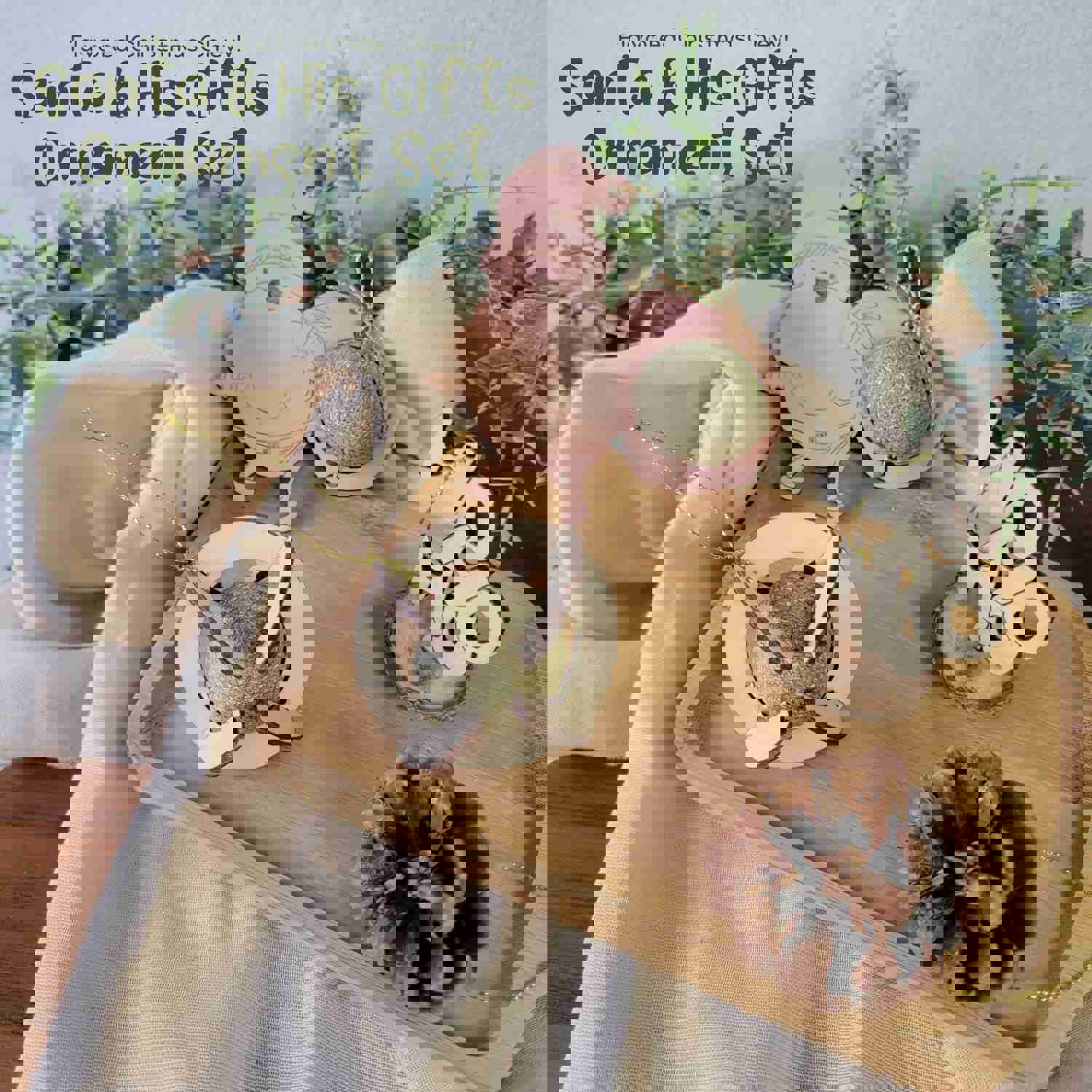 Small Animal Christmas Chew Toys Santa & His Gifts Ornament Set