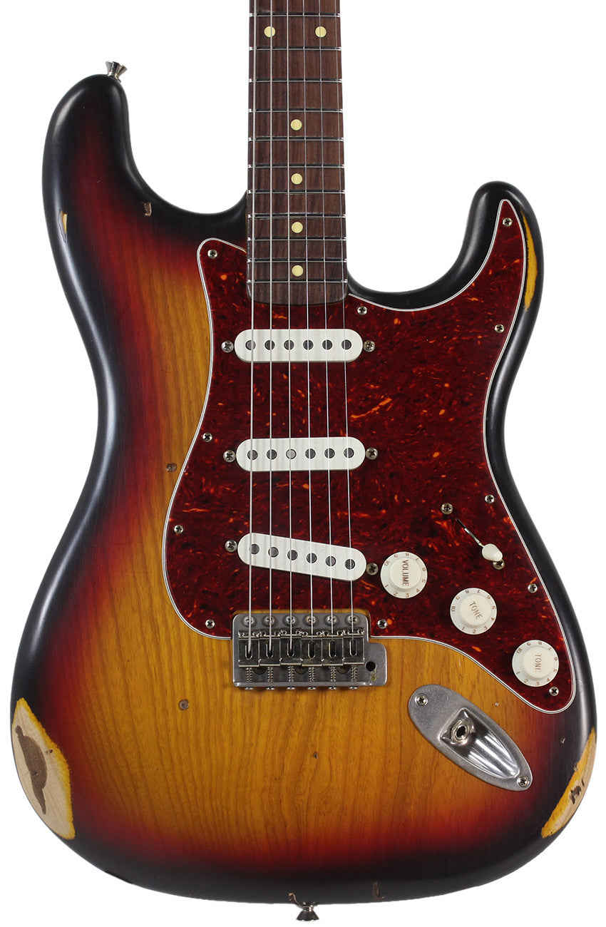Nash S-63 Guitar, 3-Tone Sunburst, Medium Aging - Vintage Strat Model with Lollar Pickups