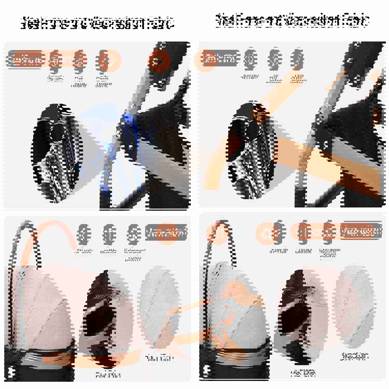 SKISOPGO 3-in-1 Pet Stroller for Small to Medium Dogs and Cats with Detachable Carrier, Foldable Travel Pet Gear (Khaki)