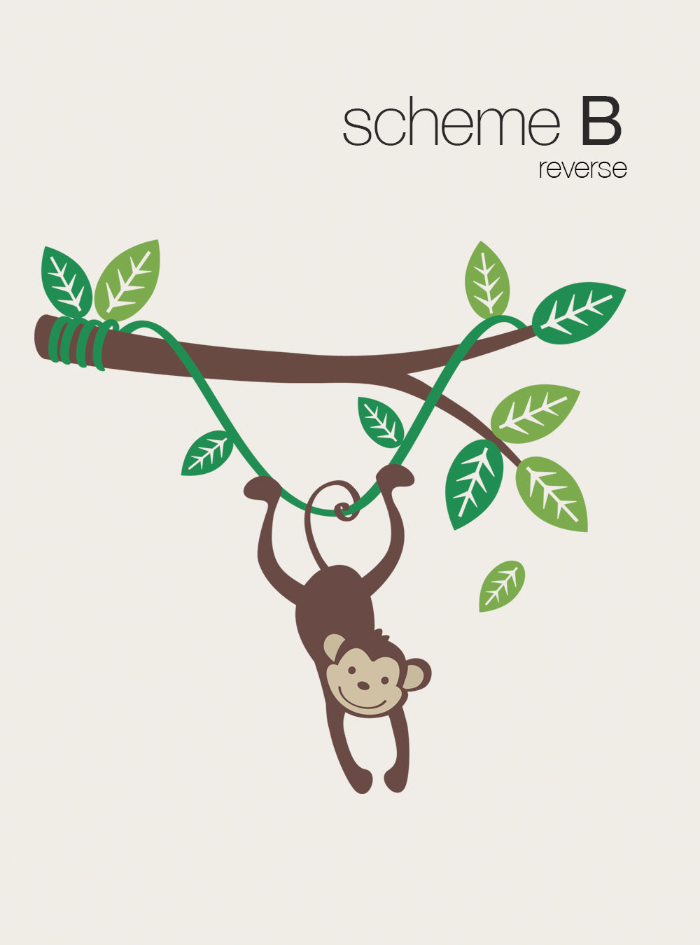 Monkey Wall Decal Hanging on a Branch Vine for Kids Room