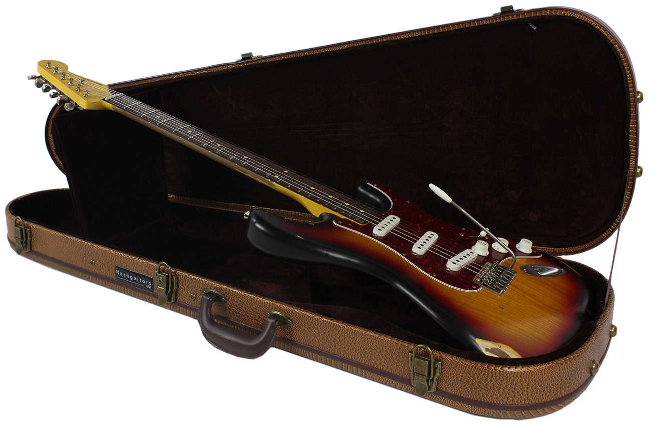 Nash S-63 Guitar, 3-Tone Sunburst, Medium Aging - Vintage Strat Model with Lollar Pickups