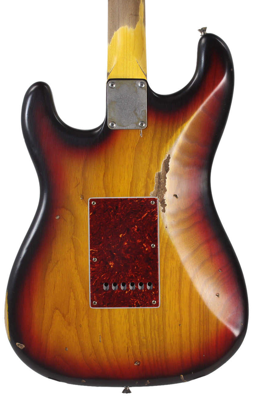 Nash S-63 Guitar, 3-Tone Sunburst, Medium Aging - Vintage Strat Model with Lollar Pickups