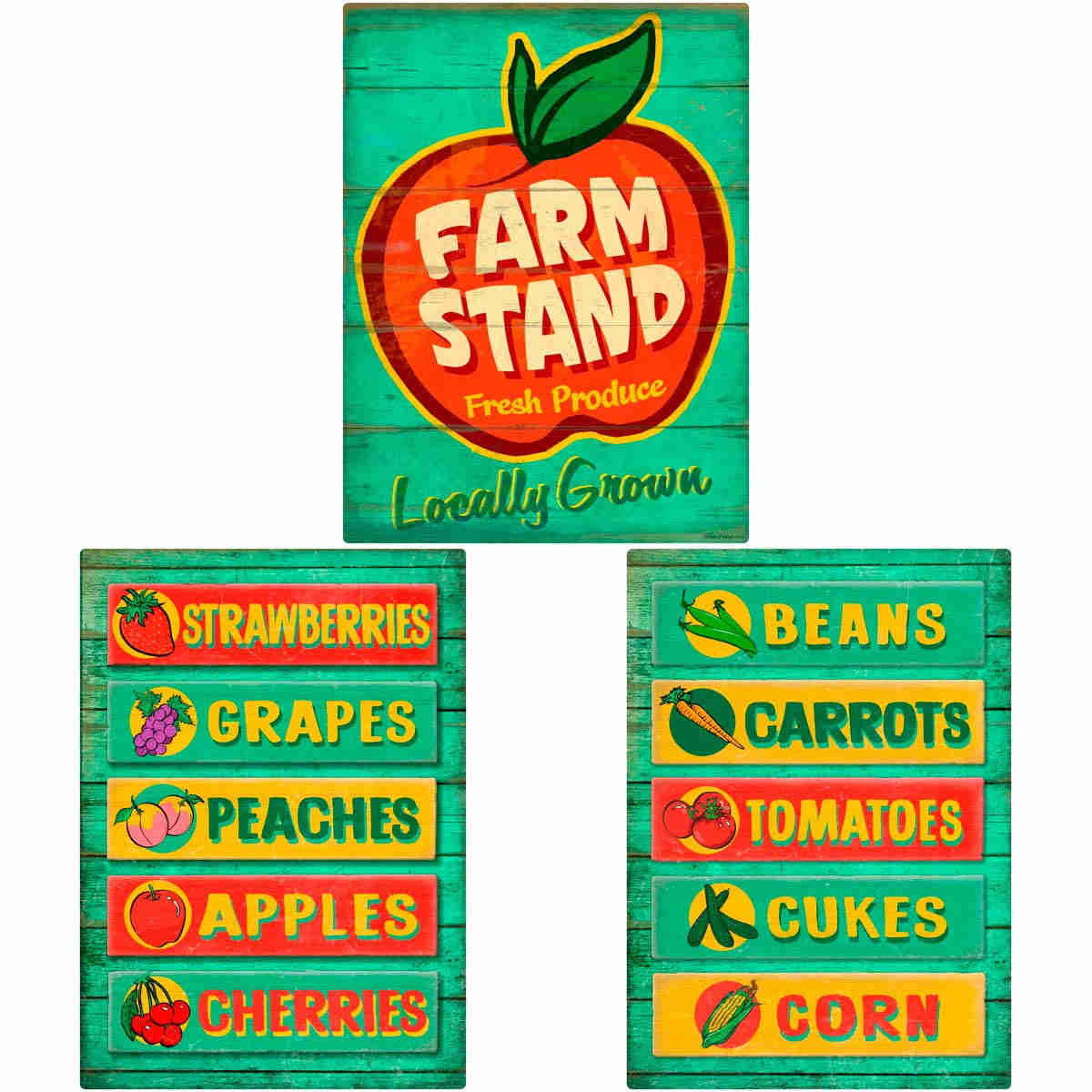 Farm Stand Fresh Produce Wall Decal Set - Rustic Kitchen Decor