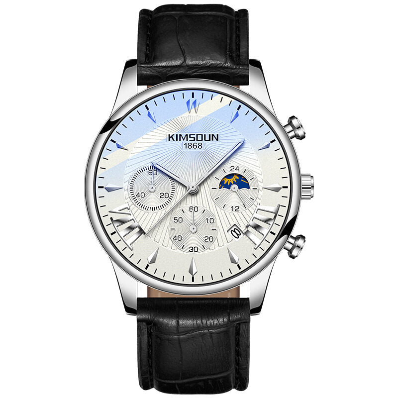 KIMSDUN New Moon Phase Star Men's Watch - Fashionable Multifunctional Quartz Watch K-1875B